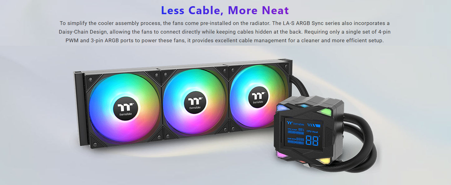 Thermaltake LA360-S ARGB 2.4" LCD Display AIO Liquid CPU Cooler