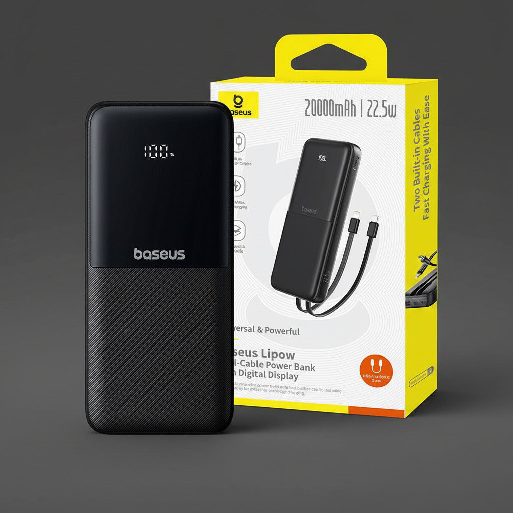 Baseus Lipow Dual-Cable Power Bank with Digital Display 20,000mAh 22.5W
