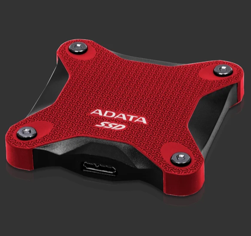 1TB EXTERNAL ADATA SSD Red Shock Resistance 10Gbps/USB 3.2 Gen 2/Read 550MB/s Write 480MB/s