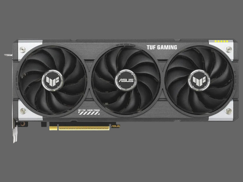 Asus TUF Gaming graphics card with three fans on a white background