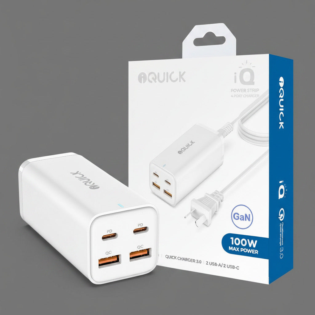 iQuick 100W 2*USB-A 2*USB-C 4-Port Charger Power Strip