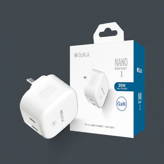 iQuick NANO Energy 1 35W USB-C Dual Ports Charging Adapter