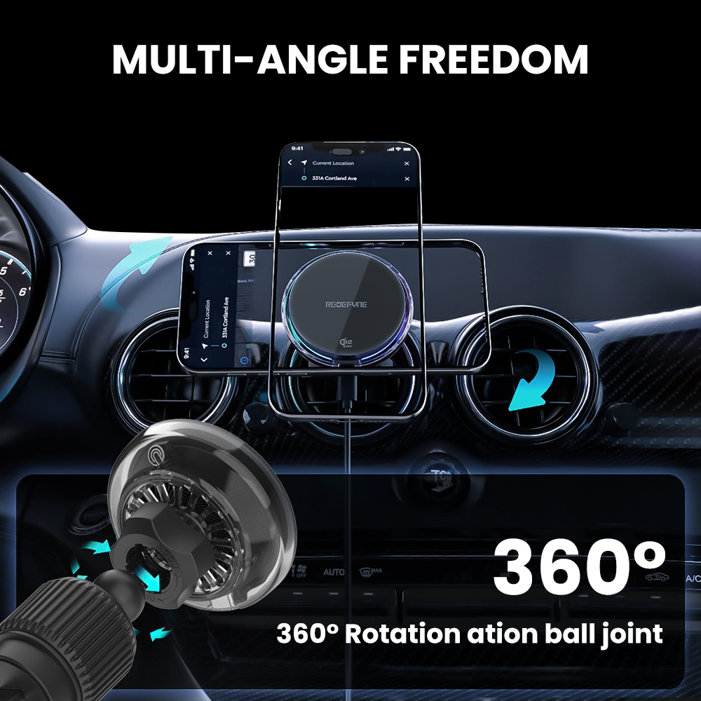 REDEFYNE MG-16 Qi2.2 Magnetic Wireless Charging Car Mount With Cooling System