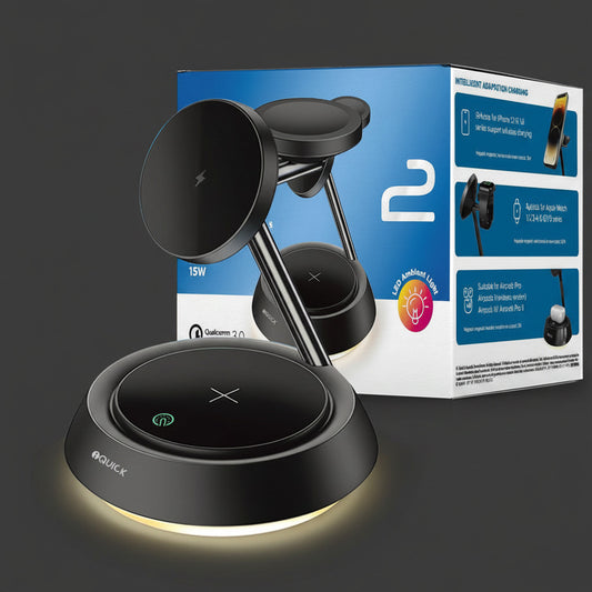 iQuick Twig Multi Functions Wireless Charger With LED Ambient Light-Black