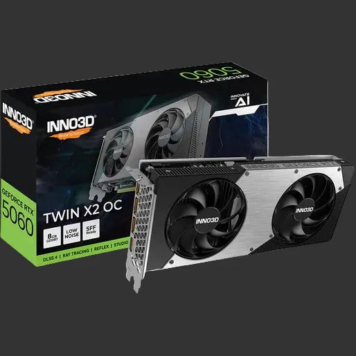 Inno3D RTX5060 Twin X2 OC 8GB GDDR7 video card N50602-08D7X-195070N Silver/Grey