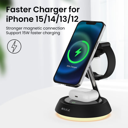 iQuick Twig Multi Functions Wireless Charger With LED Ambient Light-Black
