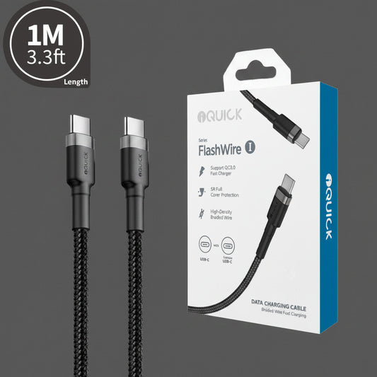 iQuick Braided USB-C to USB-C Fast Charging Cable for iPhone 15 16 17 Series and Android