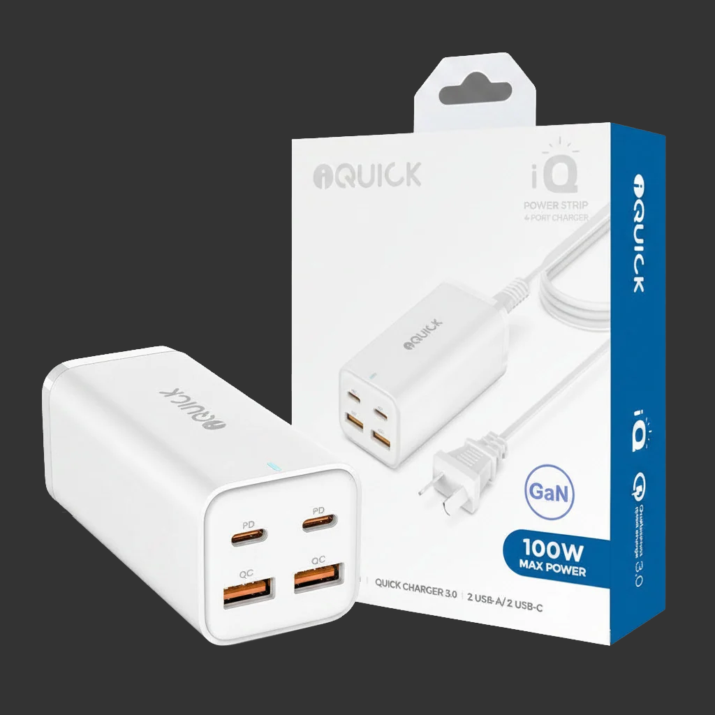 iQuick 100W 2*USB-A 2*USB-C 4-Port Charger Power Strip