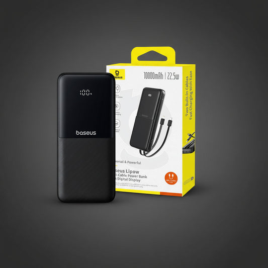 Baseus Lipow Dual-Cable Power Bank with Digital Display 10,000mAh 22.5W